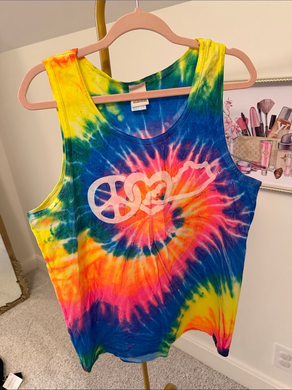 Tie-Dye Peace & Heart Tank Top
